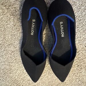 Rothy's Black Flats with Blue Accents